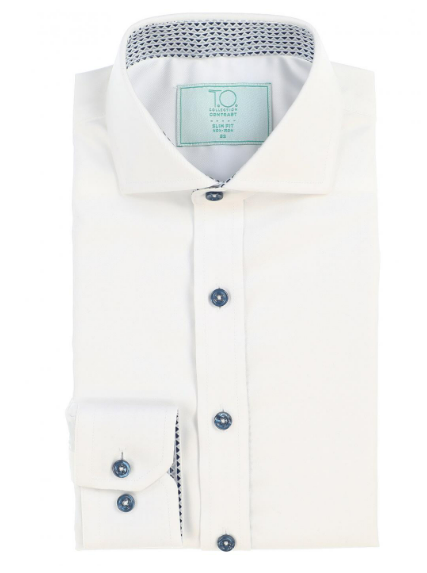 T.O. Collection Boys Contrast Dress Shirt Long Sleeve