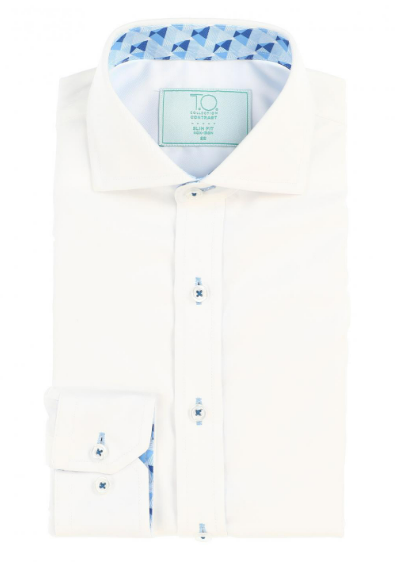 T.O. Collection Boys Contrast Dress Shirt Short Sleeve